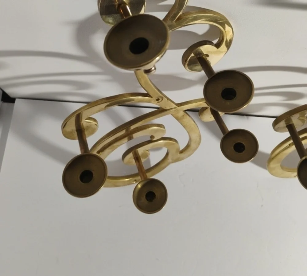 Vintage 1983 Sarheid LTD Brass Wall Hanging Candle Holders Scones Made In Korea